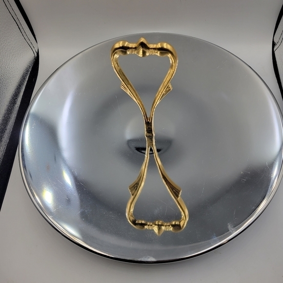KROMEX Vintage Chrome Serving Tray with Handle - Made in USA - Picture 2 of 7